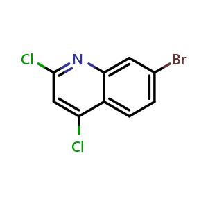 Chemical structure of 7-bromo-2,4-dichloro-quinoline , CAS 406205-10-5, AChemBlock X190050