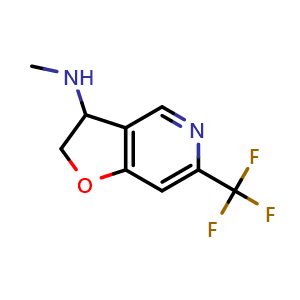 Chemical structure of N-methyl-6-(trifluoromethyl)-2,3-dihydrofuro[3,2-c]pyridin-3-amine , CAS 2814522-38-6, AChemBlock X190077