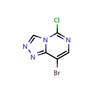 Chemical structure of 8-bromo-5-chloro-[1,2,4]triazolo[4,3-c]pyrimidine , CAS 2374137-47-8, AChemBlock X190090