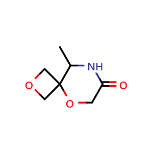 Chemical structure of 9-methyl-2,5-dioxa-8-azaspiro[3.5]nonan-7-one , CAS 2866468-72-4, AChemBlock X190097