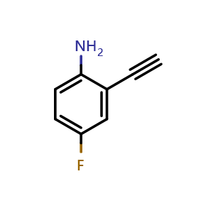 Chemical structure of 2-ethynyl-4-fluoro-aniline , CAS 887903-03-9, AChemBlock X190107