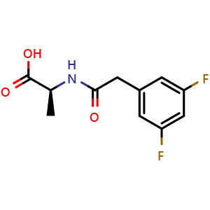 Chemical structure of (2S)-2-[[2-(3,5-difluorophenyl)acetyl]amino]propanoic acid , CAS 208124-34-9, AChemBlock X190112