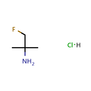 Chemical structure of 1-fluoro-2-methyl-propan-2-amine hydrochloride , CAS 112433-51-9, AChemBlock X190134