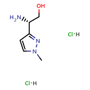 Chemical structure of (2S)-2-amino-2-(1-methylpyrazol-3-yl)ethanol dihydrochloride , AChemBlock X190158
