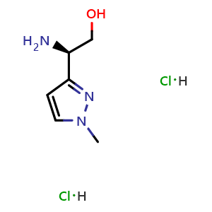Chemical structure of (2R)-2-amino-2-(1-methylpyrazol-3-yl)ethanol dihydrochloride , AChemBlock X190159