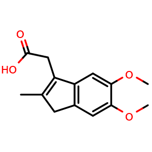 Chemical structure of 2-(5,6-dimethoxy-2-methyl-3H-inden-1-yl)acetic acid , CAS 1428266-88-9, AChemBlock X190164