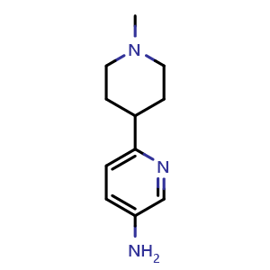 Chemical structure of 6-(1-methyl-4-piperidyl)pyridin-3-amine , CAS 1373421-18-1, AChemBlock X190171