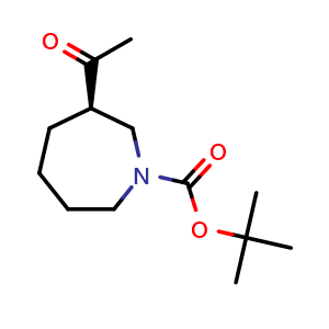 Chemical structure of tert-butyl (3R)-3-acetylazepane-1-carboxylate , CAS 2165910-74-5, AChemBlock X190184