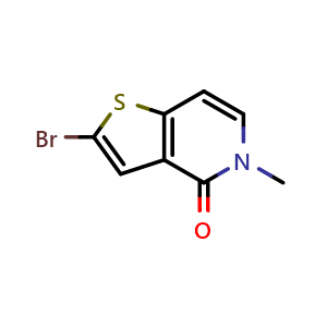 Chemical structure of 2-bromo-5-methyl-thieno[3,2-c]pyridin-4-one , CAS 1714146-47-0, AChemBlock X190194