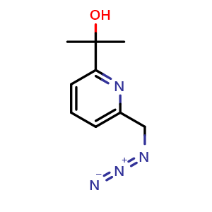 Chemical structure of 2-[6-(azidomethyl)-2-pyridyl]propan-2-ol , CAS 1202403-01-7, AChemBlock X190208