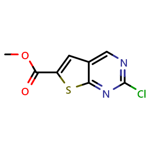 Chemical structure of methyl 2-chlorothieno[2,3-d]pyrimidine-6-carboxylate , CAS 1896666-65-1, AChemBlock X190216