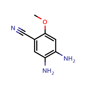 Chemical structure of 4,5-diamino-2-methoxy-benzonitrile , CAS 1196074-44-8, AChemBlock X190219
