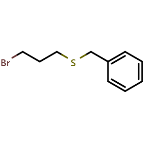 Chemical structure of 3-bromopropylsulfanylmethylbenzene , CAS 88738-51-6, AChemBlock X190220
