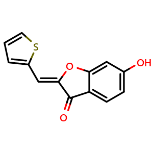 Chemical structure of (2Z)-6-hydroxy-2-(2-thienylmethylene)benzofuran-3-one , CAS 2139283-51-3, AChemBlock X190222
