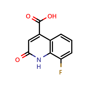 Chemical structure of 8-fluoro-2-oxo-1H-quinoline-4-carboxylic acid , CAS 288151-64-4, AChemBlock X190235