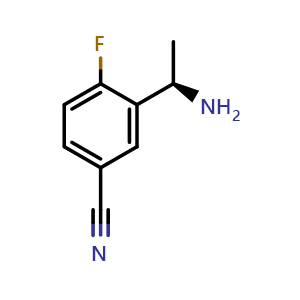 Chemical structure of 3-[(1R)-1-aminoethyl]-4-fluoro-benzonitrile , CAS 1212934-10-5, AChemBlock X190254