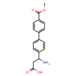 Chemical structure of 3-amino-3-[4-(4-methoxycarbonylphenyl)phenyl]propanoic acid , CAS 773119-38-3, AChemBlock X190272