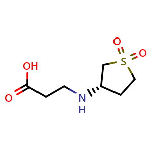 Chemical structure of 3-[[(3S)-1,1-dioxothiolan-3-yl]amino]propanoic acid , CAS 2742090-82-8, AChemBlock X190279