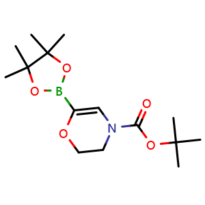 Chemical structure of tert-butyl 6-(4,4,5,5-tetramethyl-1,3,2-dioxaborolan-2-yl)-2,3-dihydro-1,4-oxazine-4-carboxylate , CAS 2223055-83-0, AChemBlock X190280