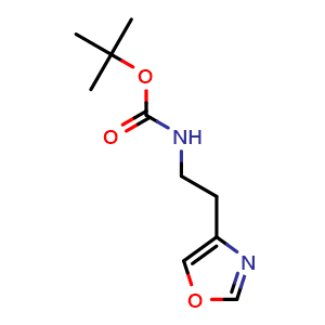 Chemical structure of tert-butyl N-(2-oxazol-4-ylethyl)carbamate , CAS 2694746-05-7, AChemBlock X190289