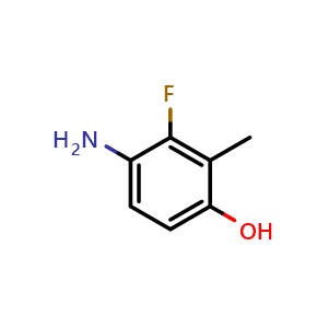 Chemical structure of 4-amino-3-fluoro-2-methyl-phenol , CAS 1020173-27-6, AChemBlock X190291
