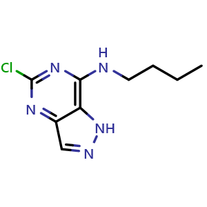Chemical structure of N-butyl-5-chloro-1H-pyrazolo[4,3-d]pyrimidin-7-amine , CAS 2750883-29-3, AChemBlock X190300