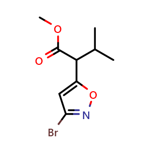 Chemical structure of methyl 2-(3-bromoisoxazol-5-yl)-3-methyl-butanoate , CAS 2086301-50-8, AChemBlock X190339