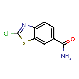 Chemical structure of 2-chloro-1,3-benzothiazole-6-carboxamide , CAS 945400-86-2, AChemBlock X190341