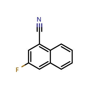 Chemical structure of 3-fluoronaphthalene-1-carbonitrile , CAS 13772-85-5, AChemBlock X190344