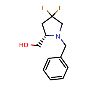 Chemical structure of [(2S)-1-benzyl-4,4-difluoro-pyrrolidin-2-yl]methanol , CAS 1318129-12-2, AChemBlock X190346