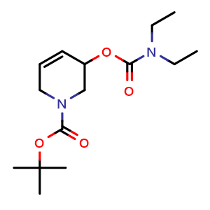 Chemical structure of tert-butyl 3-(diethylcarbamoyloxy)-3,6-dihydro-2H-pyridine-1-carboxylate , CAS 2940949-97-1, AChemBlock X190353