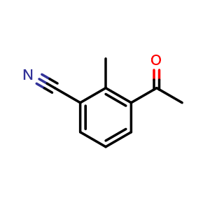 Chemical structure of 3-acetyl-2-methyl-benzonitrile , CAS 2386590-22-1, AChemBlock X190355