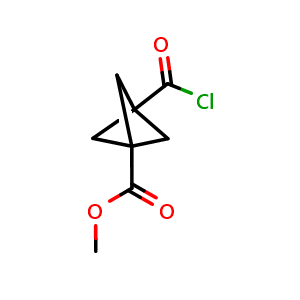 Chemical structure of methyl 3-chlorocarbonylbicyclo[1.1.1]pentane-1-carboxylate , CAS 110371-22-7, AChemBlock X190360