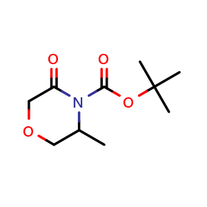 Chemical structure of tert-butyl 3-methyl-5-oxo-morpholine-4-carboxylate , CAS 2655519-27-8, AChemBlock X190385