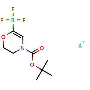Chemical structure of potassium;(4-tert-butoxycarbonyl-2,3-dihydro-1,4-oxazin-6-yl)-trifluoro-boranuide , AChemBlock X190387