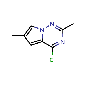 Chemical structure of 4-chloro-2,6-dimethyl-pyrrolo[2,1-f][1,2,4]triazine , CAS 2940941-06-8, AChemBlock X190407