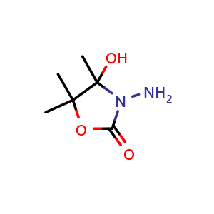 Chemical structure of 3-amino-4-hydroxy-4,5,5-trimethyl-oxazolidin-2-one , CAS 697241-22-8, AChemBlock X190408