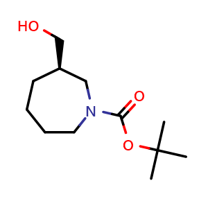 Chemical structure of tert-butyl (3R)-3-(hydroxymethyl)azepane-1-carboxylate , CAS 1587637-72-6, AChemBlock X190422