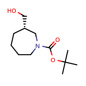 Chemical structure of tert-butyl (3S)-3-(hydroxymethyl)azepane-1-carboxylate , CAS 1587637-71-5, AChemBlock X190423