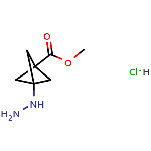 Chemical structure of methyl 3-hydrazinobicyclo[1.1.1]pentane-1-carboxylate hydrochloride , AChemBlock X190433