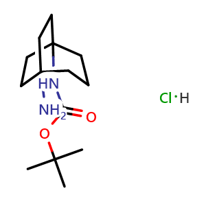 Chemical structure of tert-butyl N-(5-amino-1-bicyclo[3.2.2]nonanyl)carbamate hydrochloride , CAS 2940936-05-8, AChemBlock X190439