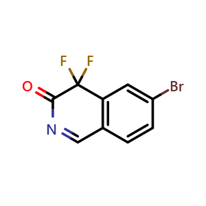 Chemical structure of 6-bromo-4,4-difluoro-isoquinolin-3-one , CAS 2940944-76-1, AChemBlock X190444