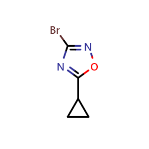 Chemical structure of 3-Bromo-5-cyclopropyl-1,2,4-oxadiazole , CAS 121562-08-1, AChemBlock X190459