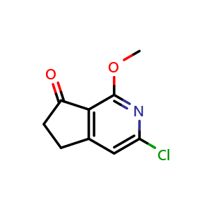 Chemical structure of 3-chloro-1-methoxy-5,6-dihydrocyclopenta[c]pyridin-7-one , CAS 2747098-69-5, AChemBlock X190469