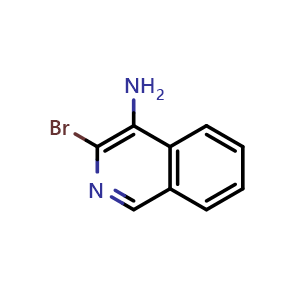 Chemical structure of 3-bromoisoquinolin-4-amine , CAS 40073-37-8, AChemBlock X190471