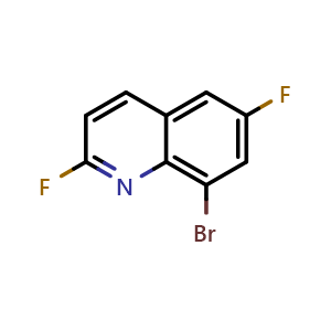 Chemical structure of 8-bromo-2,6-difluoro-quinoline , CAS 2940960-39-2, AChemBlock X190484