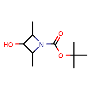 Chemical structure of tert-butyl 3-hydroxy-2,4-dimethyl-azetidine-1-carboxylate , CAS 2940950-42-3, AChemBlock X190485