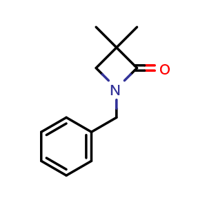 Chemical structure of 1-benzyl-3,3-dimethyl-azetidin-2-one , CAS 77564-97-7, AChemBlock X190488