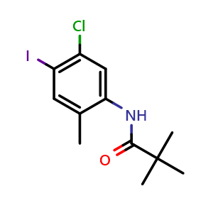 Chemical structure of N-(5-chloro-4-iodo-2-methyl-phenyl)-2,2-dimethyl-propanamide , CAS 2940949-84-6, AChemBlock X190509