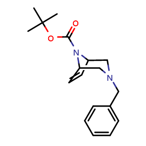 Chemical structure of tert-butyl 3-benzyl-3,8-diazabicyclo[3.2.1]oct-6-ene-8-carboxylate , CAS 2852766-05-1, AChemBlock X190515